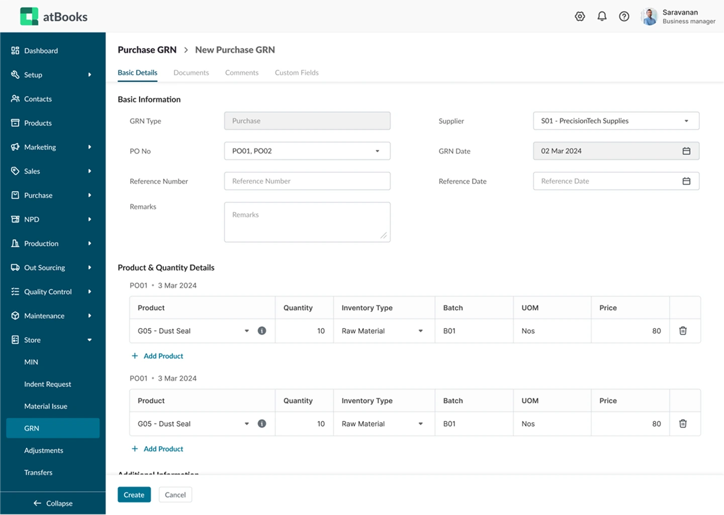 Inventory and Store Control system